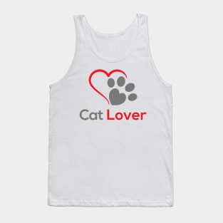 Cat Lover Cat Paw Print and Heart Quote Typography Tank Top